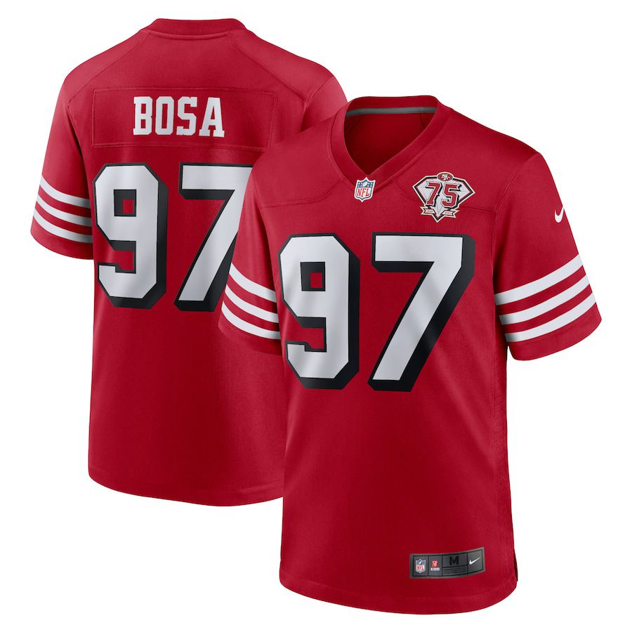 Men San Francisco 49ers #97 Nick Bosa Nike Scarlet 75th Anniversary Alternate Game Player NFL Jersey